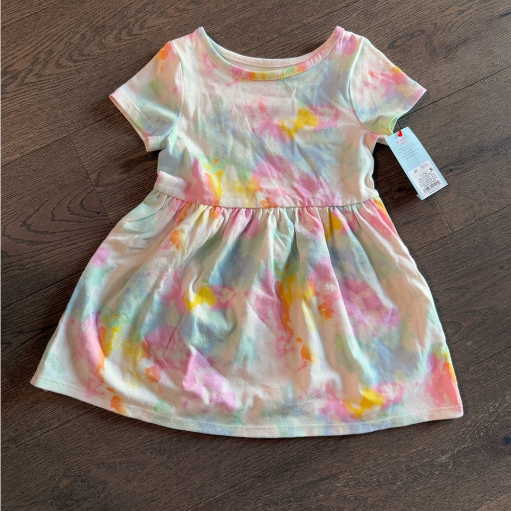 Cat & Jack Pastel Tie-Dye Toddler Tee Dress. NWT